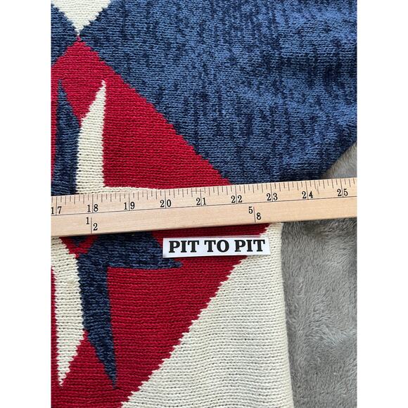 Vintage JASON MAXWELL Ramie Cotton Knit Red, White, & Blue Sweater Women's XL - Picture 7 of 11